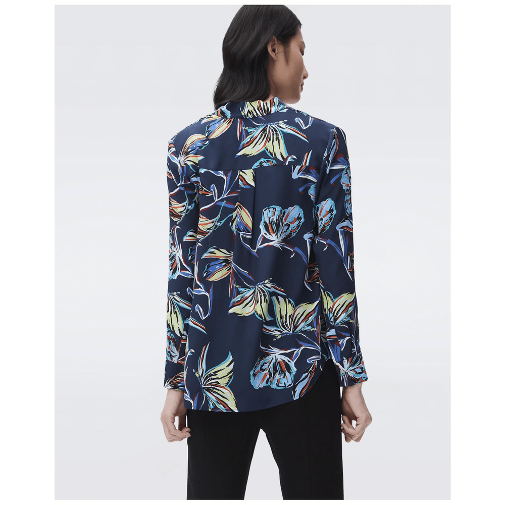 Diane von Furstenberg Silk Blend Sanorah Butterfly Blouse LS DVF Shirt Size 14 - Picture 5 of 16